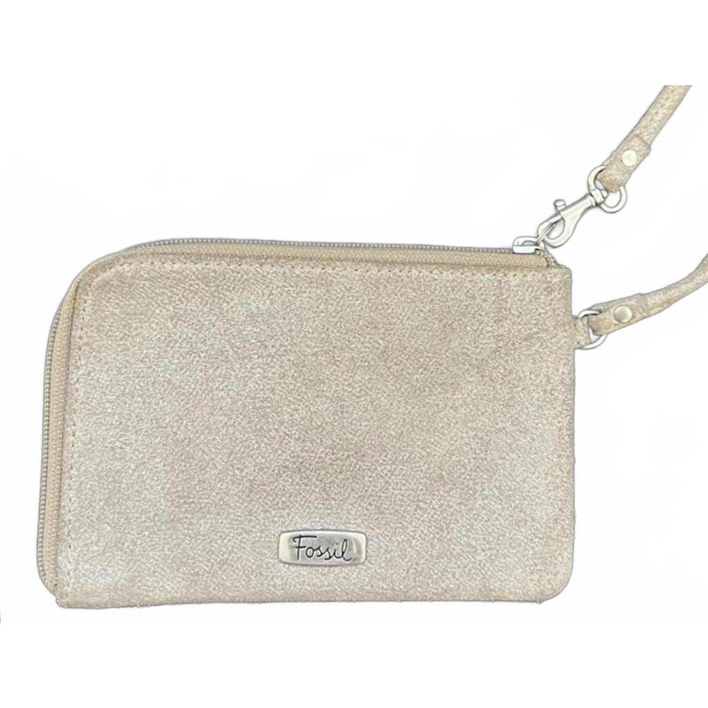 Fossil Distressed‎ Suede Metallic Gold Wristlet Wallet